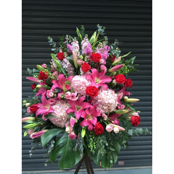 花籃圖 AC025 花籃|鴻圖永啟-高架花籃(一對)-花店提供網路訂花